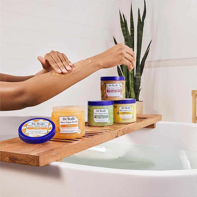 Dr Teal's Shea Sugar Body Scrub, Shea Butter with Almond Oil & Essential Oils, 19 oz (Pack of 3)