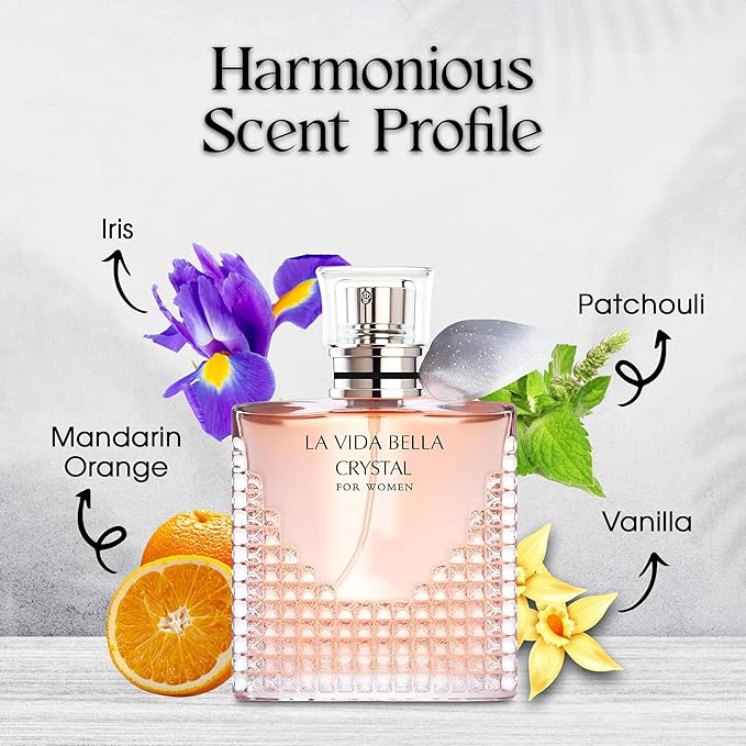 La Vida Bella Crystal Perfume for Women 100ml Eau de Parfum Spray with Coconut, Vanilla and Patchouli Notes Long Lasting Fragrance Daytime & Casual Use(2 Pack)