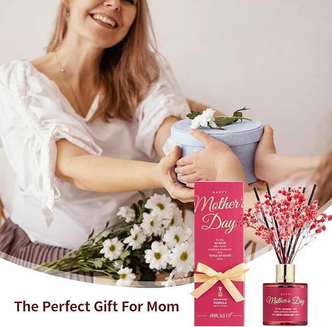 Airkeep Reed Diffuser Set,Vanilla Scented Diffuser Oil with 8 Sticks,Home Fragrance Reed Diffuser for Bedroom,Bathroom Home Décor,Best Gifts for Women