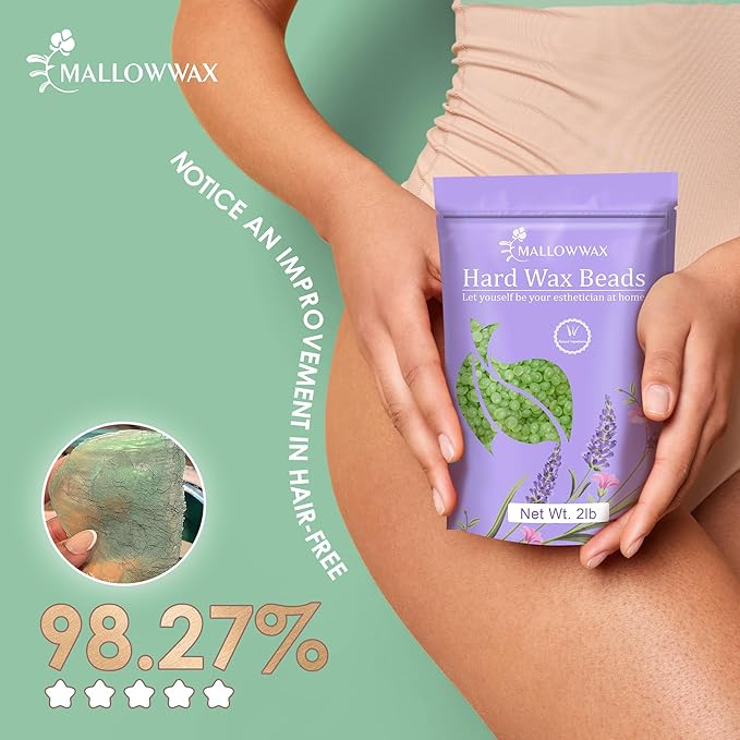 2LB Aloe Hard Wax Beads, Hair Removal Wax for Full Body, Eyebrow, Legs, Bikini Brazilian Waxing - Perfect for Coarse and Fine Hair