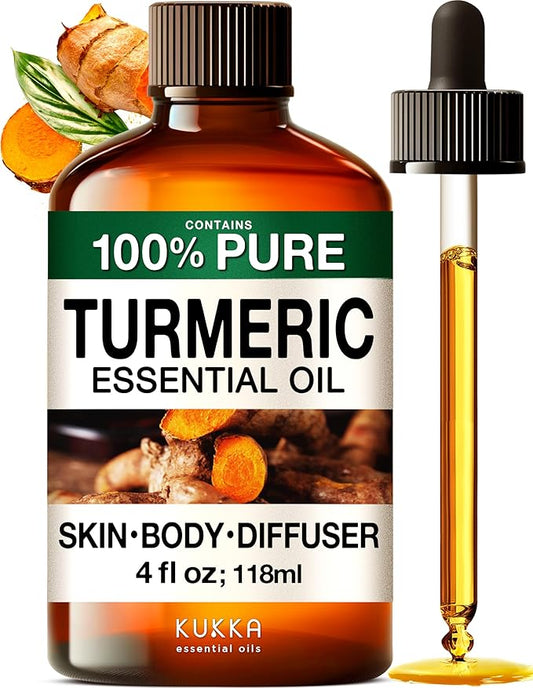 KUKKA Turmeric Oil for Skin - 4 Fl Oz - for Hair, Skin, Diffuser, Aromatherapy & DIY Soap Making Scent