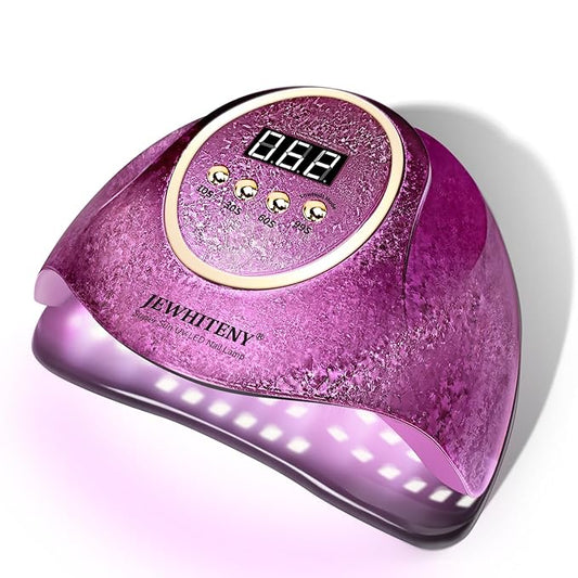 JEWHITENY Pink U V Gel Nail Lamp:LED Nails Curing Lamp with Automatic Sensor & 4 Timers Nail Light with 66 Lamp Beads