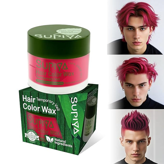 Temporary Hair Styling Color Wax, Green Blue Purple Red Hair Dye Color Wax Washable Natural Instant Hair Coloring Cream for DIY Hairstyle for Kids Men Women(Red#98)