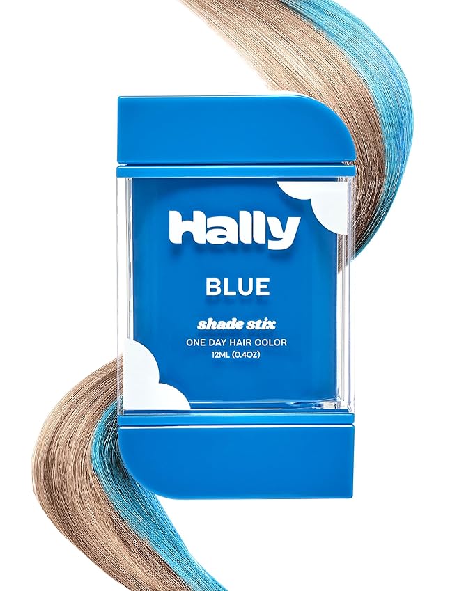 Hally Hair Temporary Hair Color, Shade Stix (Blue) - Hair Makeup Accessories for Kids, Teens & Adults - 12 ml Washable Hair Chalk & Dye for Festivals, Sporting Events & Parties
