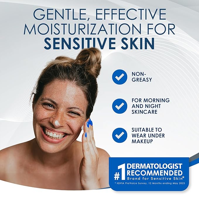 Vanicream Daily Facial Moisturizer With Ceramides and Hyaluronic Acid - Formulated Without Common Irritants for Those with Sensitive Skin, 3 fl oz (Pack of 1)