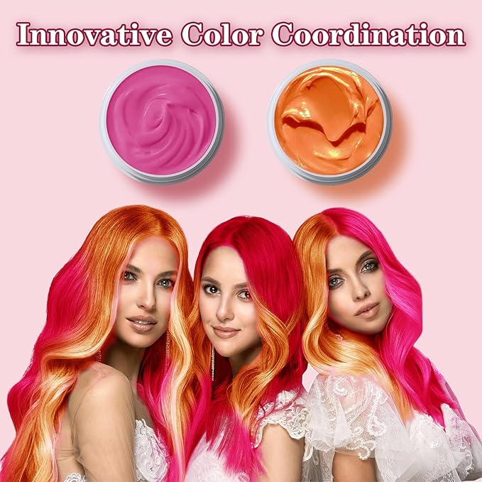 Orange Hair Color Wax, Temporary Washable Hair Color Dye for Kids, Temporary Dye Wax Natural Hairstyle Cream Hair Pomades for Women & Men Party Cosplay Halloween