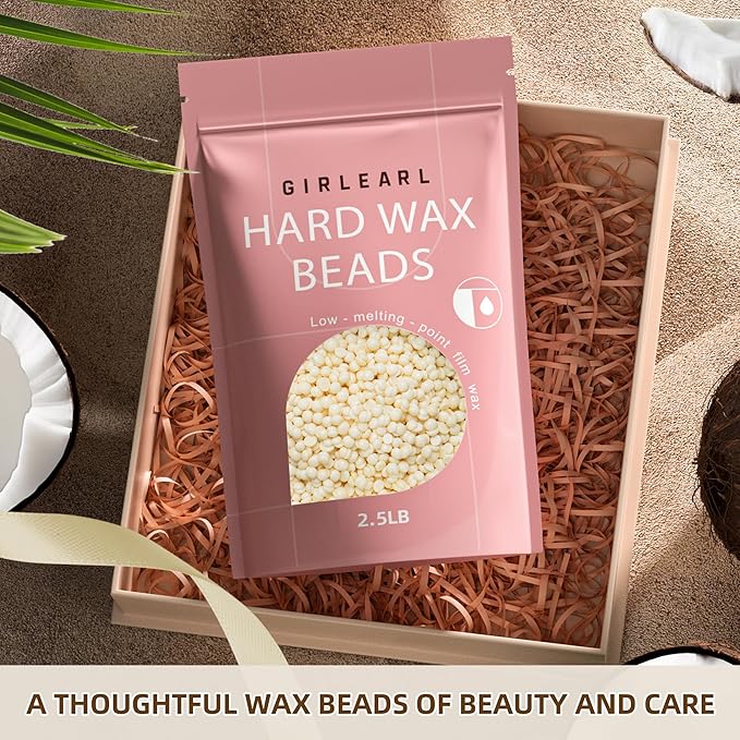 2.5lb Wax Beads for Hair Removal, Brazilian Bikini Hard Wax for Sensitive Skin, Hard Wax beads Perfect for Full Body Eyebrow, Facial, Beard and Underarms at Home for Women and Men (Cream)