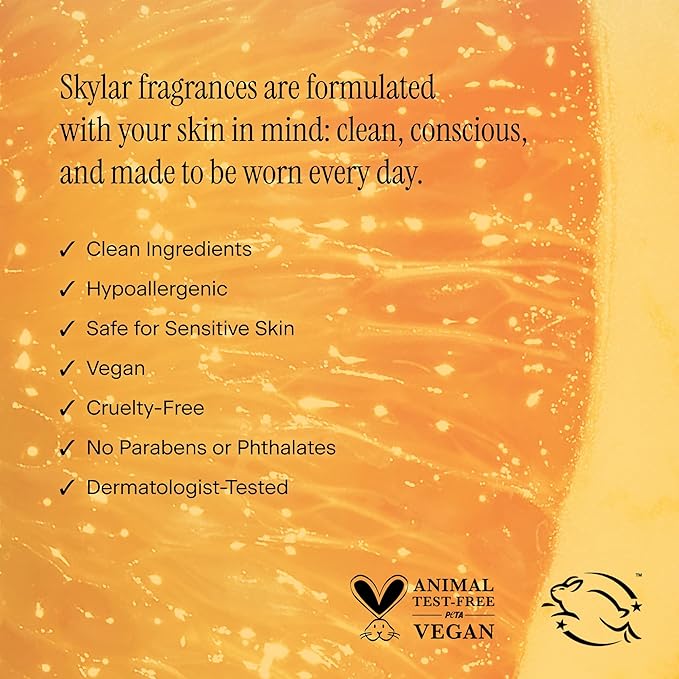 Skylar Capri Summer Eau de Parfum - Hypoallergenic & Clean Perfume for Women & Men, Vegan & Safe for Sensitive Skin - Fruity Citrus Perfume, Bergamot, Neroli & Blood Orange - 10mL /0.33 Fl oz