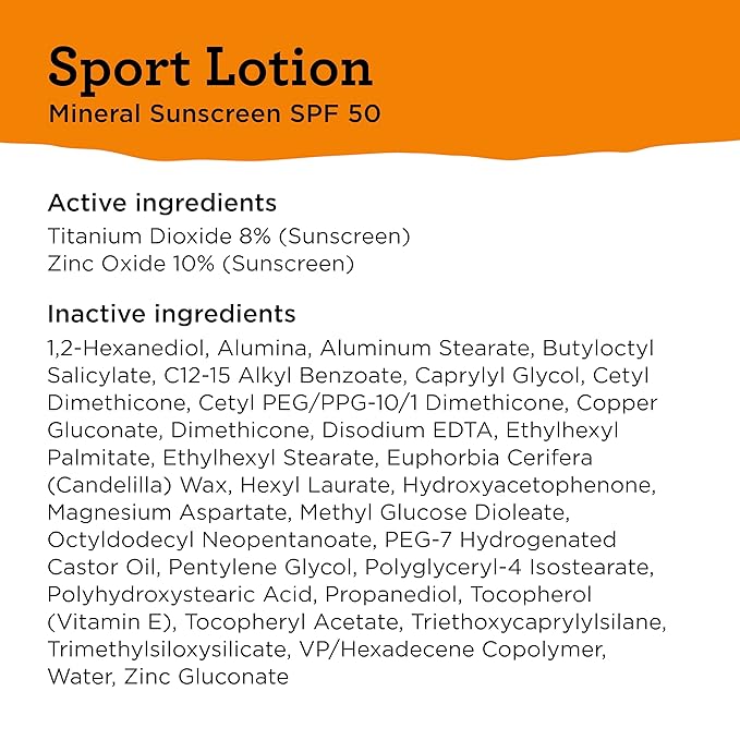 Blue Lizard Sport Mineral SPF 50 Lotion, Ideal for Athletes, 100% Mineral Sunscreen Actives, Fragrance-Free, Paraben-Free, Vegan, 3.0 fl oz