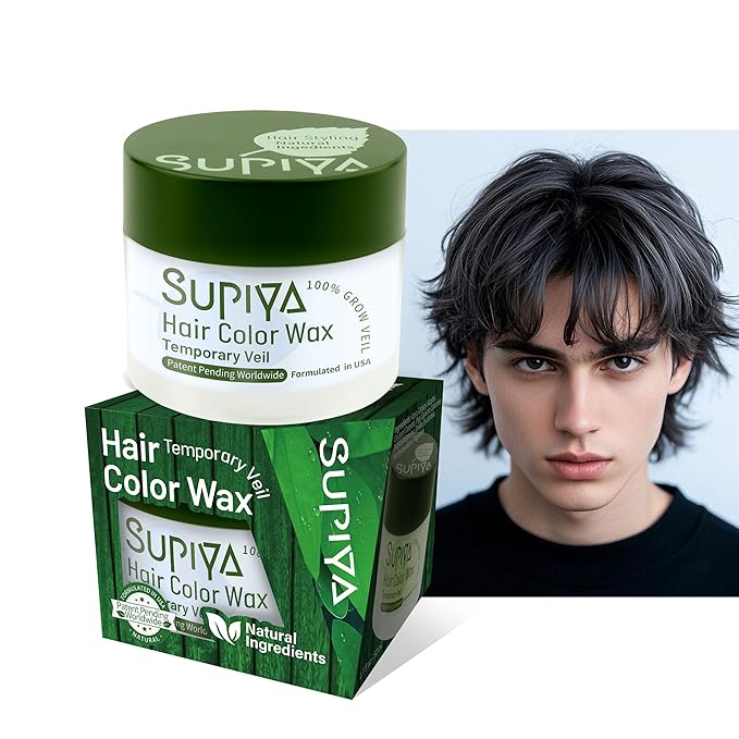 Temporary Hair Styling Color Wax, Green Blue Purple Red Hair Dye Color Wax Washable Natural Instant Hair Coloring Cream for DIY Hairstyle for Kids Men Women(Clear Natural hardness)
