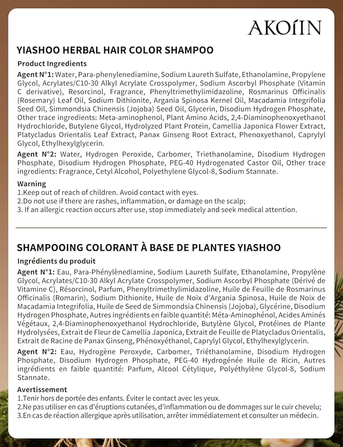 Black Hair Dye Shampoo, 3-in-1 Hair Color, Permanent, Unisex, 100% Gray Coverage, Seamless Root Blend, Last More than 30 Days, 7 Plant Extracts, Frizz-Free, with Dye Tools, 500ml