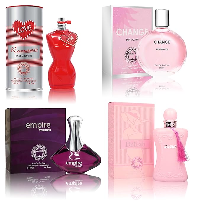 META-BOSEM Perfume for Women Set (100ml x 4PCS Variety Pack), LoveRoma, Delilah, Empire, ChangeW, Long Lasting Perfume for Women All Day Use
