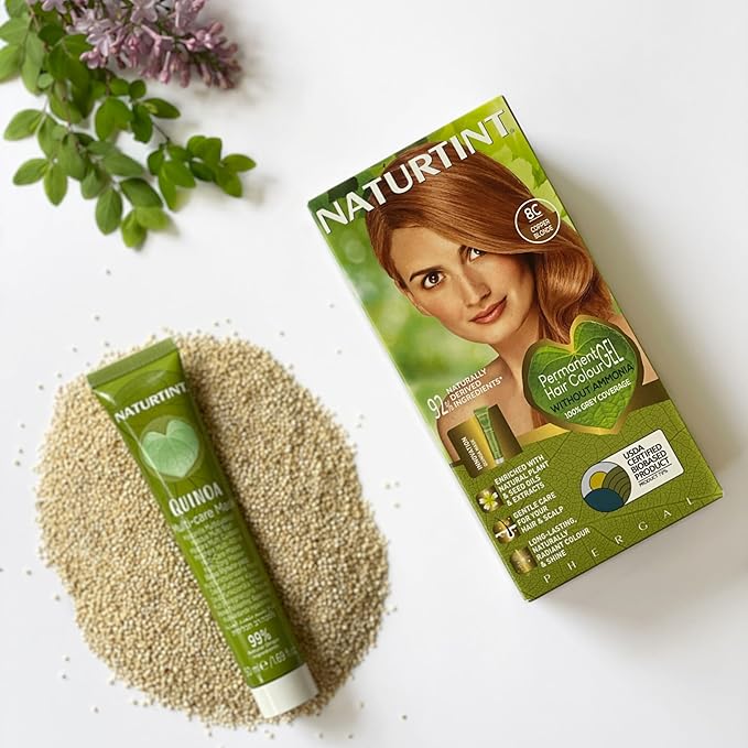 Naturtint 8C Copper Blonde Permanent Hair Color (Pack of 1), Ammonia Free, Vegan, Cruelty Free, up to 100% Gray Coverage, Long Lasting Results (Packaging may vary)