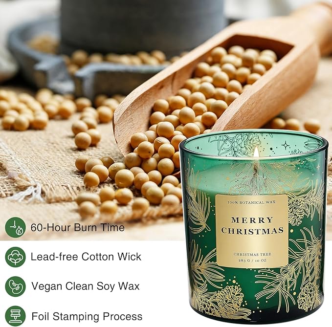 M&SENSE Holiday Scented Candle Gift for Women and Men - Christmas Tree, 10 oz Soy Wax, Birthday, Holiday, Christmas,New Year Gift