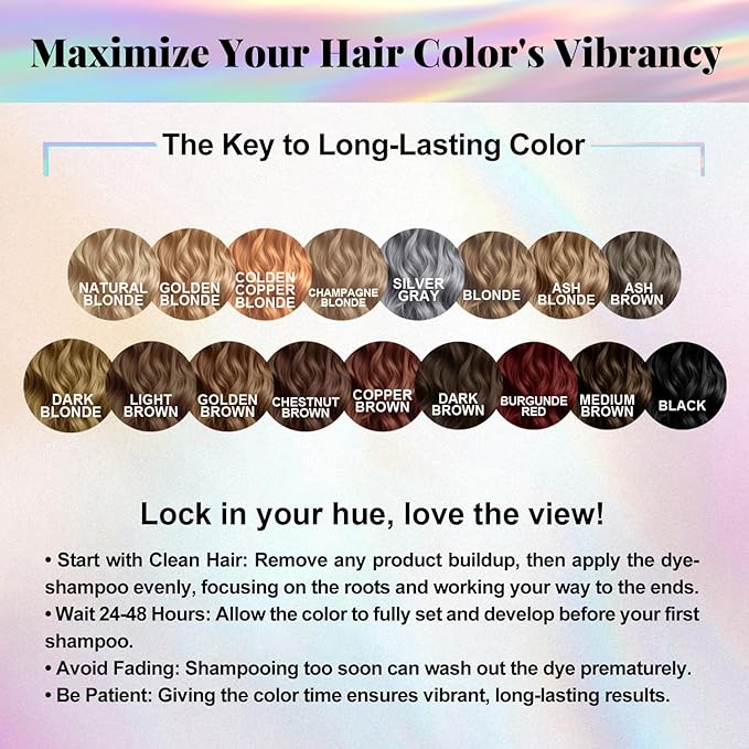 Natural Color Hair Dye Shampoo 3 IN 1, Instant Hair Coloring, Gray Coverage for Men & Women, Beard Dye Vegan Ammonia Free & Paraben-Free, Champú Para Canas Mujer & Hombre (MEDIUM BROWN)