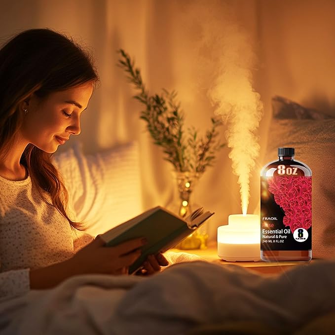 Rose Essential Oil, Rose Oil 8 Fl Oz 240ML for Diffuser Humidifier Yoga Cleaning DIY Candle Soap Making Perfume Gift for Women Essential Oils