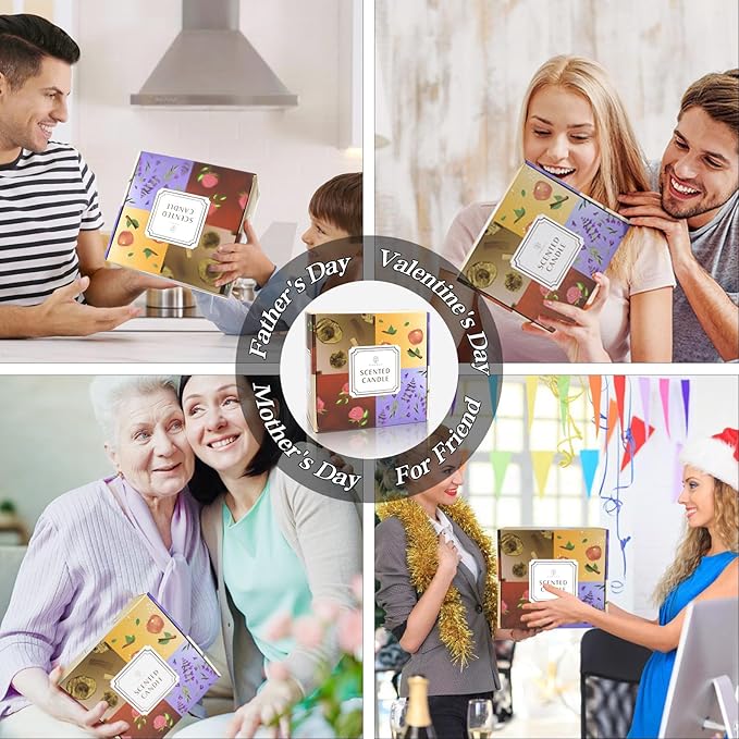 Scented Candles 4 Pack Soy Wax Long Lasting Rose Lavender Sandalwood Apple Fragrance Gifts for Women Christmas Gifts Thanksgiving Day