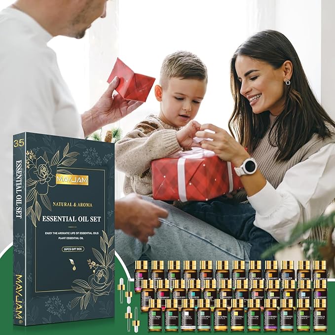 MAYJAM 35x5ML Essential Oil Gift Set, Pure Essential Oils for Diffusers Massage, Fragrance Oil Scented Oil for DIY Soap Candle Making