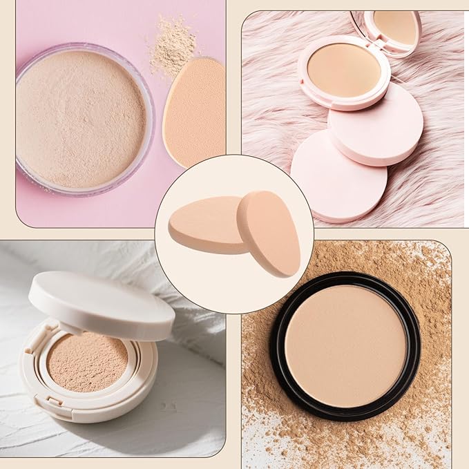8Pcs Oval Puff Flat Makeup Sponge Cushion Foundation Puff Beige Smooth Makeup Applicator Sponge Wet Dry Primer Compact Cushion for Liquid Foundation Make Up Cosmetic Facial Cleanser