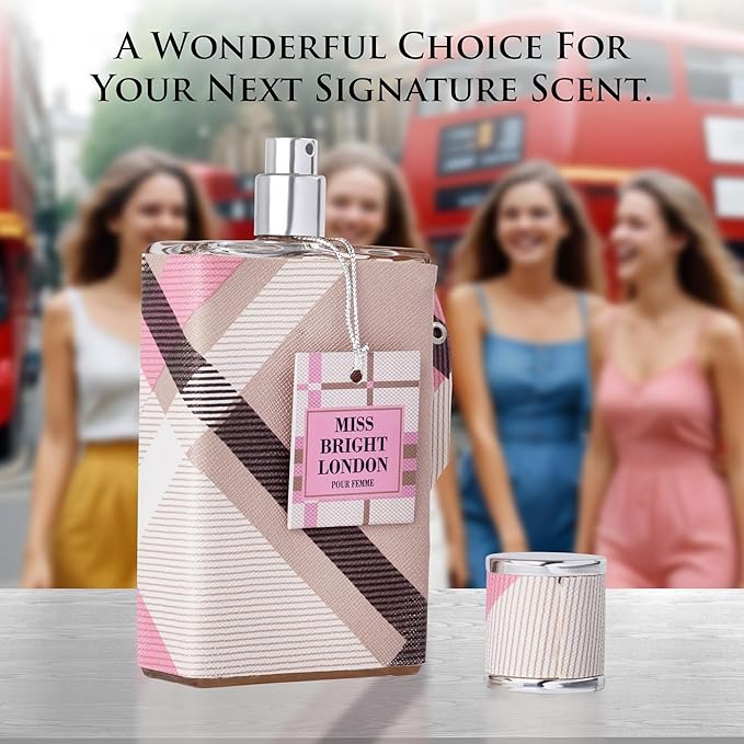 Miss Bright London Eau De Parfum for Women - Sweet, Elegant & Fruity Scent - Top Notes of Green Lime & Icy Pear - Base Notes of Vanilla, Amber, Mahogany & Balsamic Tonka Bean - Elegant 100ml Bottle