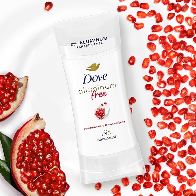 Dove Aluminum Free Deodorant for Women 4 Count Pomegranate and Lemon Verbena 72 hour odor protection 2.6 oz