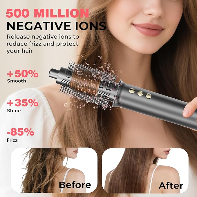 5 in 1 Hair Styler&Hair Dryer Brush,High-Speed Frizz-Free Blow Dryer,Ionic Fast Drying Hot Air Brush Air Styler Wrap, Auto Wrap Curler, Multi Styler Tools-Curl,Volumize, Straighten,Ideal Gift