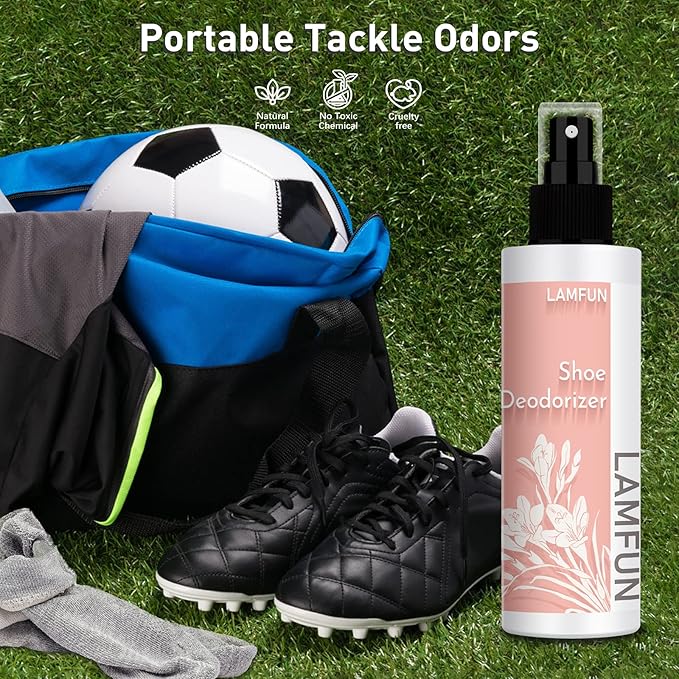 Shoe Deodorizer Spray, Natural Deodorant Spray, Odor Eliminator for Feet, Shoes and Gym Bags, Fights Odor and Stink, Freesia Fragrance, 150ml