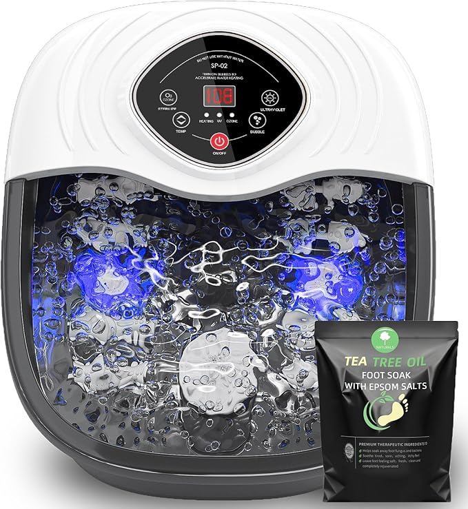 closewave Foot Spa Bath Massager with Heat, UV & Ozone Bubbles,Shiatsu Rollers Epsom Salt Temperature Control, Relieves Stress and Feet Pain - Home Pedicure Soaking Tub Gift for Women/Men, Mom/Dad