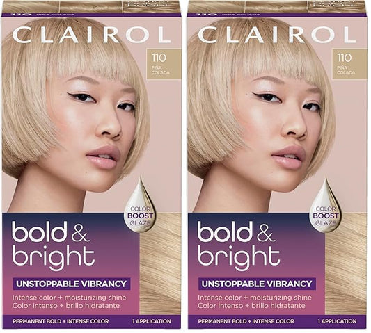 Clairol Bold & Bright Permanent Hair Dye, 110 Piña Colada Hair Color, Pack of 2