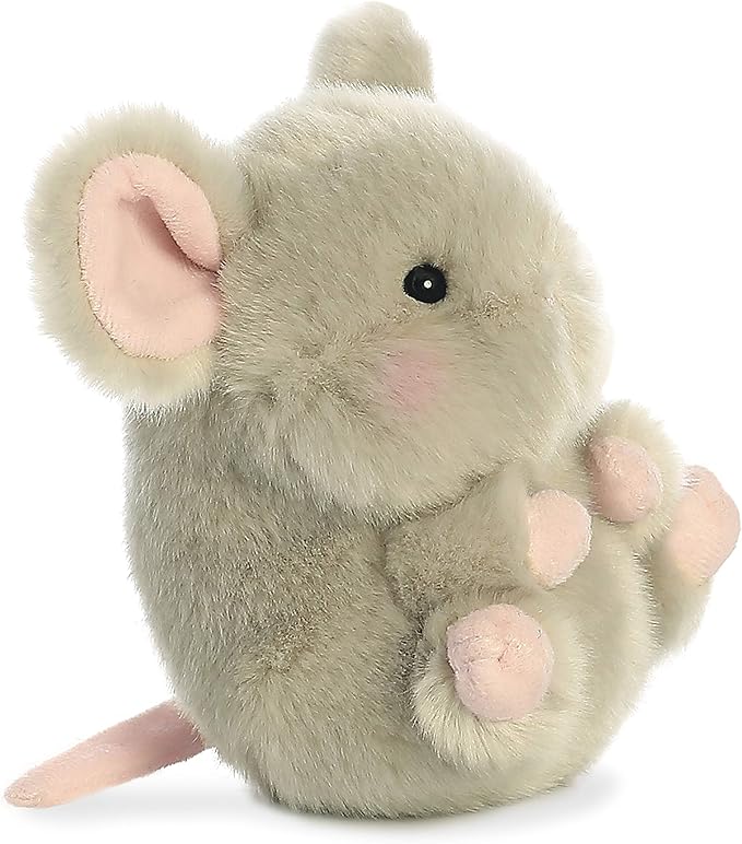 Aurora® Playful Rolly Pet™ Frisk Mouse™ Stuffed Animal - Compact Size for On-The-Go Fun - for Adults, Kids, Birthdays, and Anniversaries - Gray 5 Inches