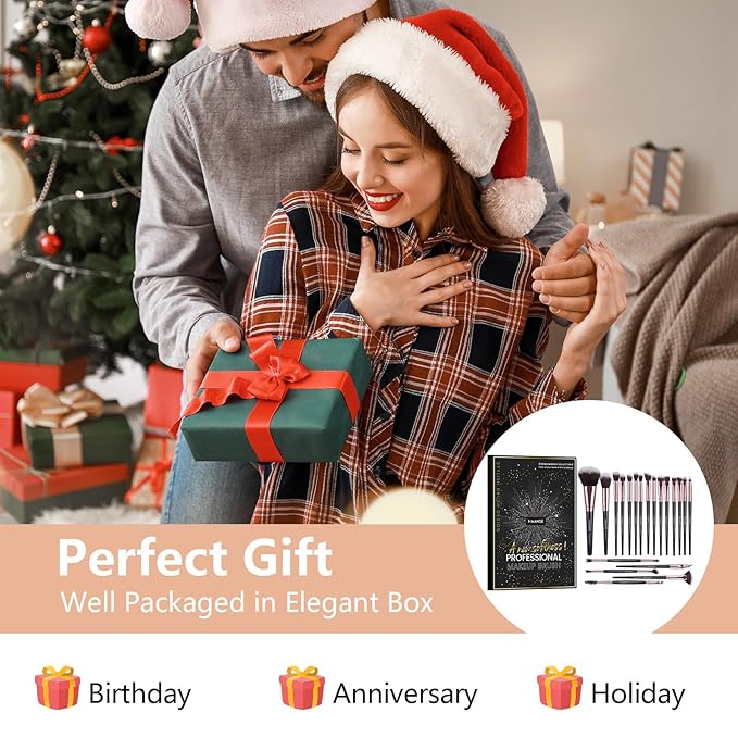 Make up Brushes, 20 Pcs Professional Makeup Brushes Set Foundation Eyeshadow Blush Brush,Travel Kabuki Blending Concealers Face Powder Eye Makeup Brush Sets with Gift box(Black)