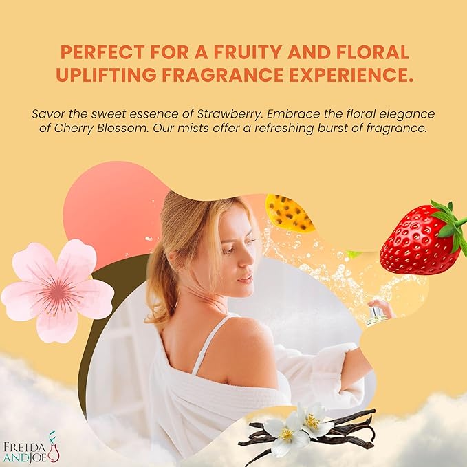 Fine Fragrance Body Mist & Body Splash Gift Set – Luxury Self-Care Combo for Women and Girls (Cherry Blossom, Strawberry, Warm Vanilla, Rose Soap)
