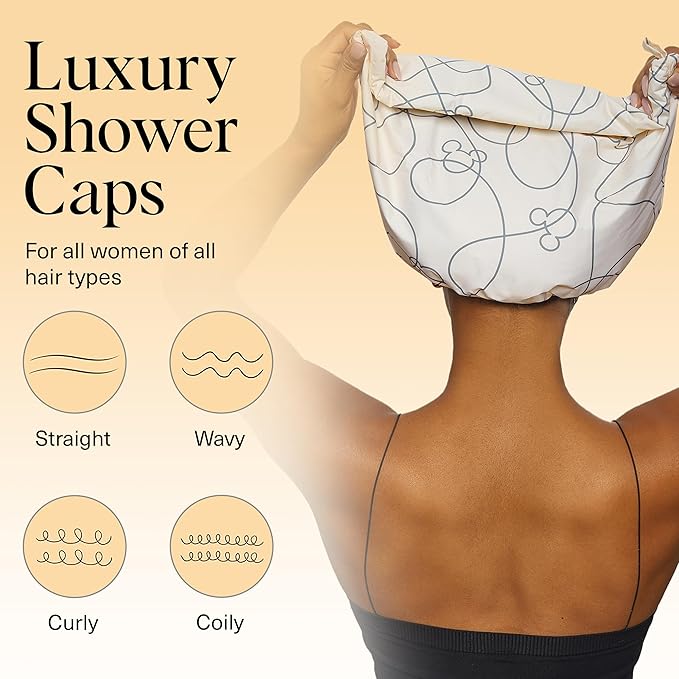 Kitsch Mickey/Minnie Luxury Shower Caps for Women Reusable Waterproof - Large Shower Cap for Women and Men, Non-slip, Quick-dry Hair Cap for Long and Short Hair, Stylish Design