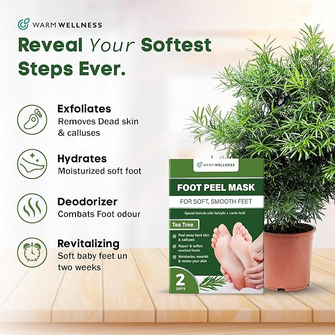 Foot Peeling Mask – Lavender Exfoliating Treatment Booties for Callus Removal & Renewal of Dry, Cracked Feet – Dermatologist-Inspired Moisturizing Spa Therapy for Men & Women (Tea Tree 2 Pairs)