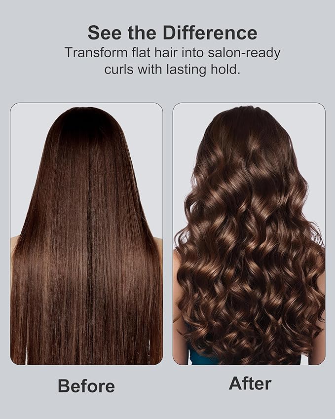 1 Inch Curling Iron, Titanium Ceramic Hair Curler, Fast Heating Curling Wand with 8 Heat Settings with LED Display for All Hair Types Dual Voltage 110-240V for Travel