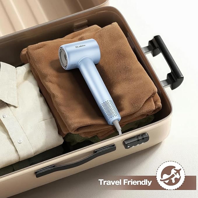 Hair Dryer, High-Speed Ionic Low Noise Blow Dryer with Brushless Motor for Fast Drying, Thermo-Control Quiet Compact Hair Blow Dryer, Hairdryer with 1 Nozzle Attachments for Home Salon Travel