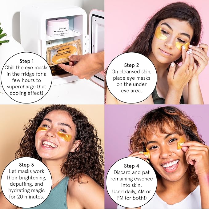 grace & stella Award Winning Under Eye Mask - Early Christmas Gift Ideas, Gifts for Women- Undereye Patches for Dark Circles, Puffiness, Wrinkles (Gold Eye Mask 48 Pairs + Hyaluronic Acid Serum 17ml)