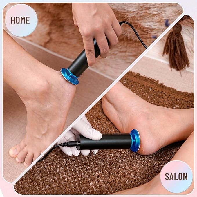 Dermawave Electric Foot File Callus Remover for Feet, Professional Foot Scrubber Sander Grinder for Dead Skin Cracked Heel, Pedicure Tool with 60 Sandpaper Discs for Men & Women