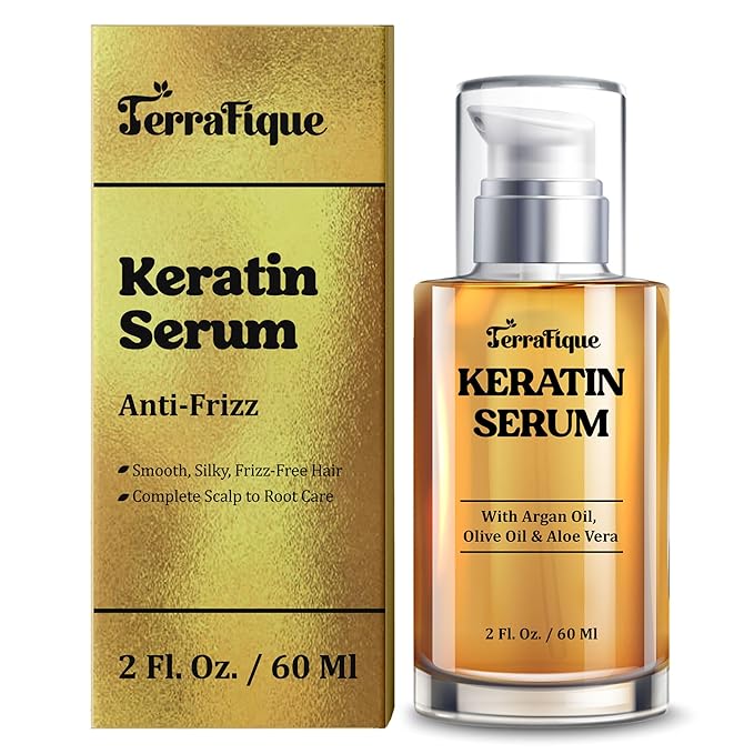 Keratin Anti-Frizz Leave-in Conditioner and Straightening Serum with Argan Oil for All Hair Types - 2 Fl. Oz.