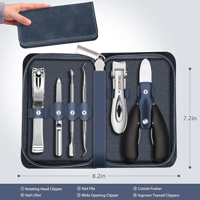 Toenail Clippers for Seniors Thick Toenails - Wide Jaw Opening Large Toe Nail Clippers for Thick Ingrown Nails, Professional Sharp Heavy Duty Nail Clipper Cutter for Mens Seniors with Leather Case