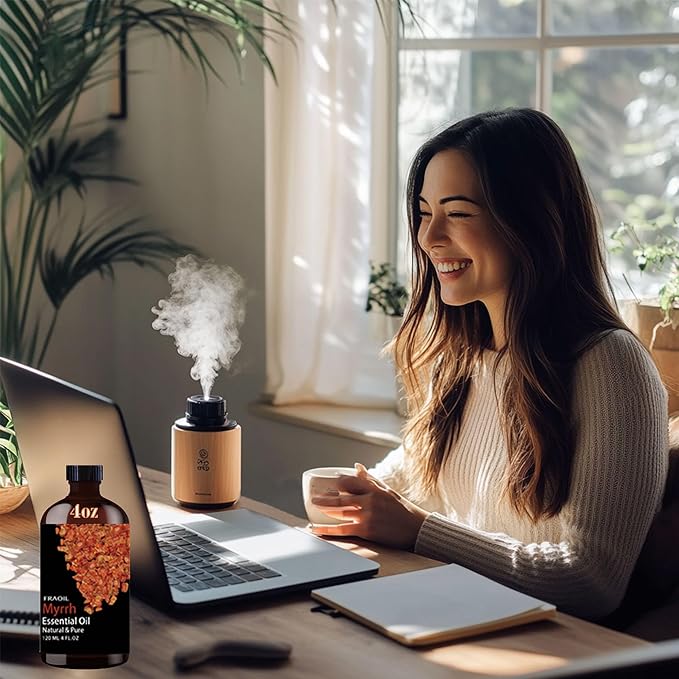 Myrrh Essential Oil, Myrrh Oil 4 Fl Oz 120ML for Diffuser Humidifier Yoga Cleaning DIY Candle Soap Making Perfume Gift for Women Essential Oils