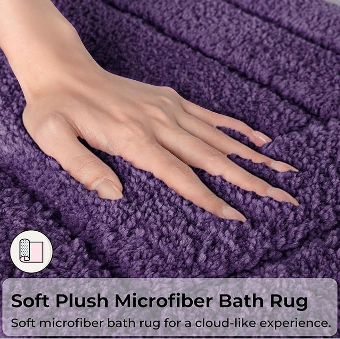 GRANNY SAYS Bathroom Rugs Sets 2 Piece,Soft Bath Mats for Bathroom, Bath Rugs Non Slip Washable, Absorbent Bath Rug for Tub, Shower and Toilet, Bath Mat Set (Purple, 20" x 32" + 16" x 24")
