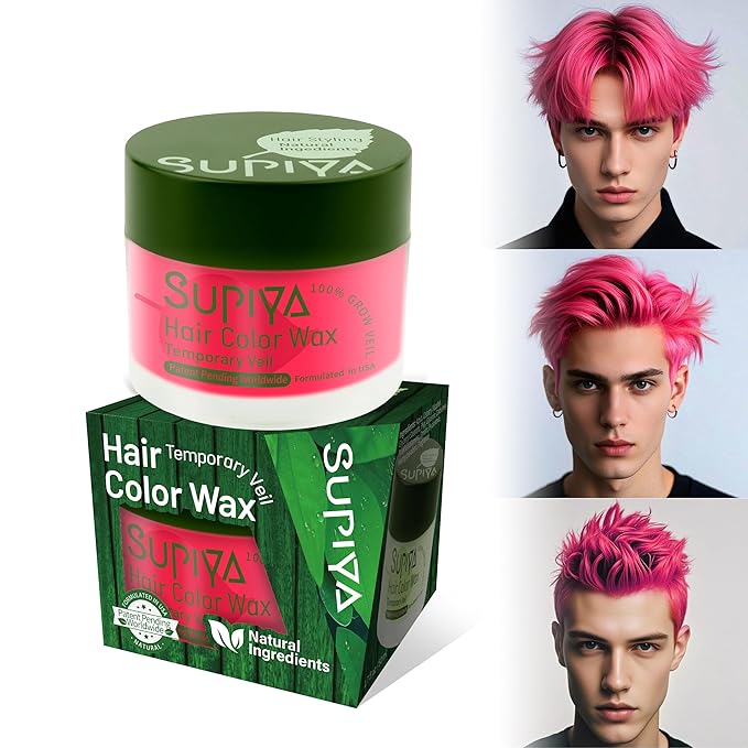 Temporary Hair Styling Color Wax, Green Blue Purple Red Hair Dye Color Wax Washable Natural Instant Hair Coloring Cream for DIY Hairstyle for Kids Men Women(Red#95)
