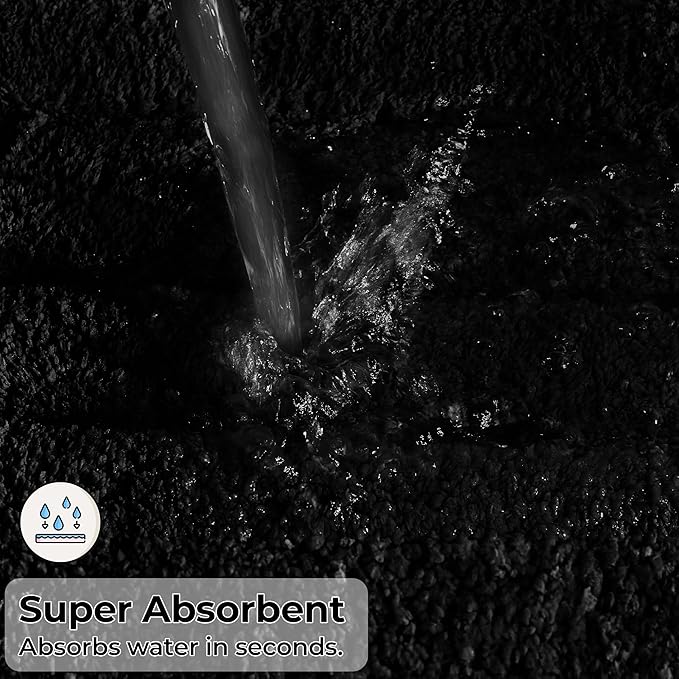 GRANNY SAYS Bathroom Rugs Sets 2 Piece,Soft Bath Mats for Bathroom, Bath Rugs Non Slip Washable, Absorbent Bath Rug for Tub, Shower and Toilet, Bath Mat Set (Black, 20" x 32" + 16" x 24")