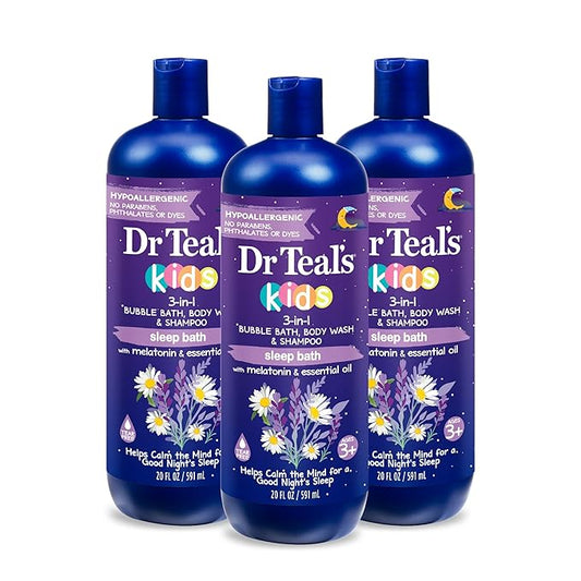 Dr Teal's Kids 3-in-1 Sleep Bath: Bubble Bath, Body Wash & Shampoo with Melatonin & Essential Oil, 20 fl oz (Pack of 3)