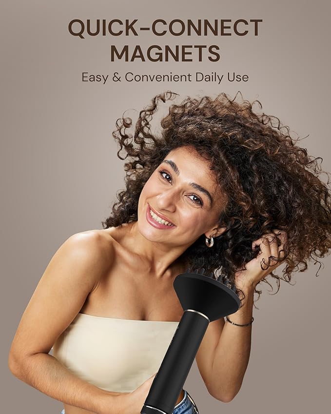 Plasma Ion Hair Dryer with Diffuser for Curly Hair, 110000 RPM Professional High Speed Blow Dryer with Plasma Ion, 1500W Foldable Travel Hairdryer with 6.5 Ft Cord Fast Drying for Women Men