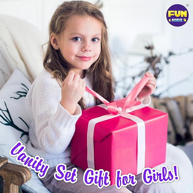 Makeup Kit for Kids, FunKidz Washable Play Pretend 60 PCS Cosmetic Toys Make Up Box Gift for Little Girls Ages 6-12