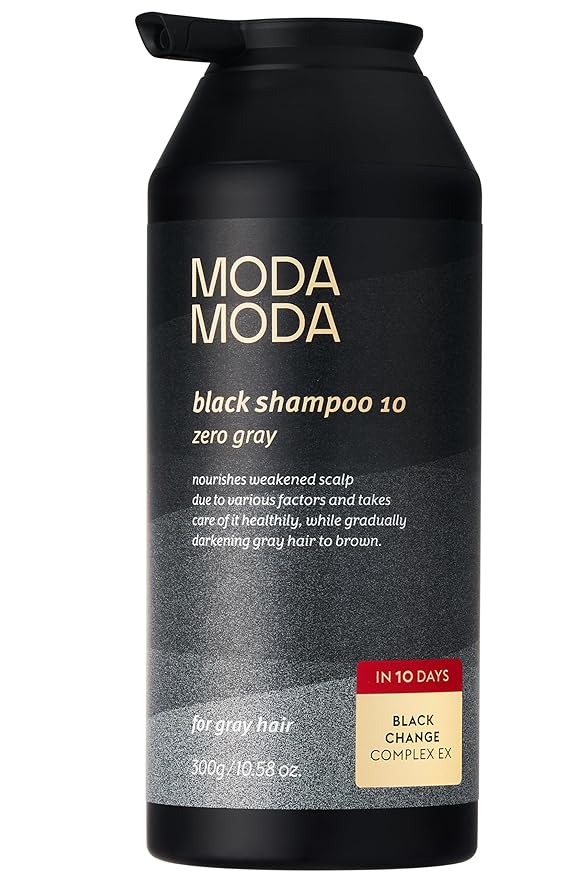MODA MODA Zero Gray Black Hair Shampoo (10.58 Oz) | Natural Darkening Color for Hair & Scalp | Age-Defying, Volumizing Formula that Reduces Hair Breakage