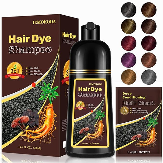 Light Brown Hair Dye Shampoo for Gray Hair - 3-in-1 Coloring & Conditioning Treatment, Natural Shampoo Dye Hair Color for Women & Men, Gentle Covers Gray Hair in Minutes, Champu Para Canas, 500ml