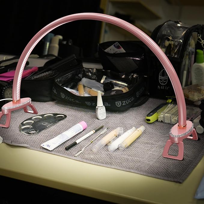 Half Moon Light Nail for Desk led lamp tech Manicure Foldable Arch Professional Art Eyelash Table Techs Beauty Tattoo spa White Artistic Desktop Lager Sized lash Shade Lashes Makeup Eye-Caring